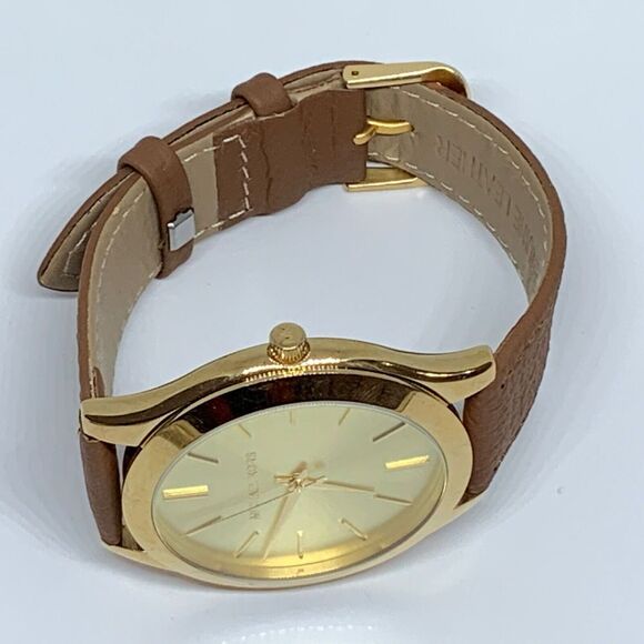 Michael Kors Runway MK3179 Women's Brown Leather Analog Dial Quartz Watch WFH177 - Picture 7 of 11